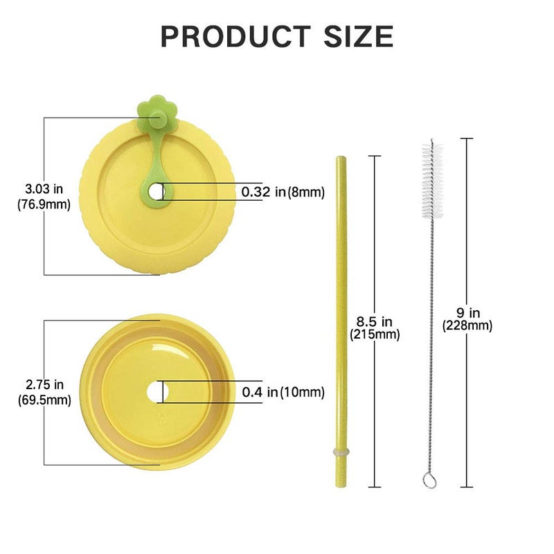 Gute Mason Jar Lids,Regular mouth canning lids,Plastic Regular Mouth Mason Canning Lids with Straw Hole/Plastic Straws/Silicone Stoppers/Silicone Rings/Cleaning Brush,Decorative Mason Jars Caps (26 Pack) - Image 2